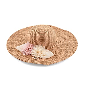 Passage Straw Sun Hat with Floral Bow - Camel