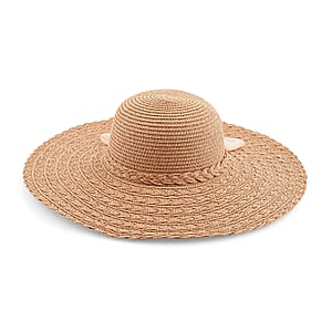 Passage Straw Sun Hat with Floral Bow - Camel