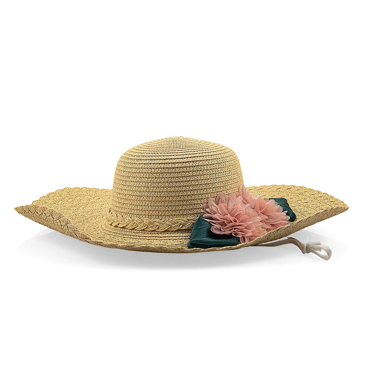 Passage Straw Sun Hat with Floral Bow - Beige image number 2