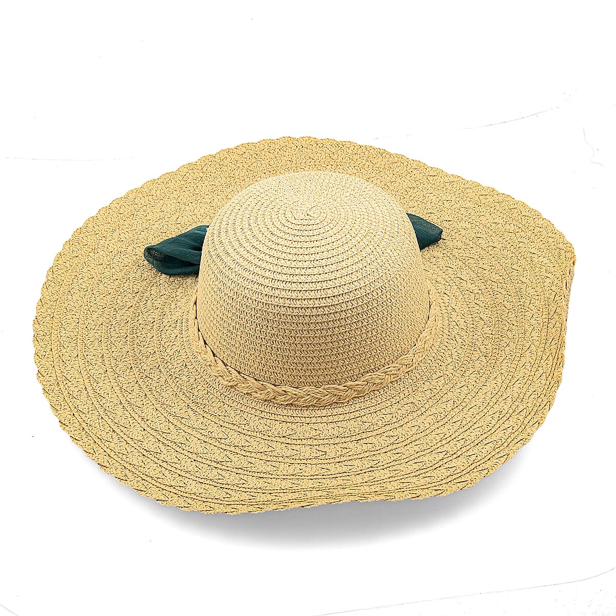 Passage Straw Sun Hat with Floral Bow - Beige image number 3