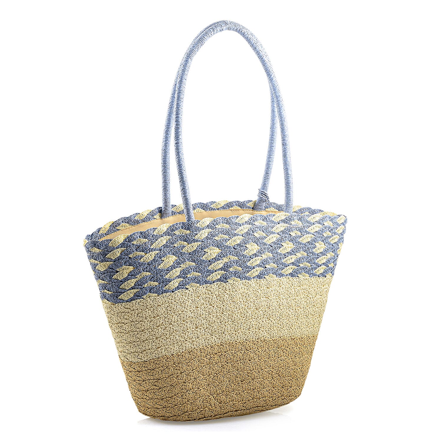 Passage Blue with Multi Paper Straw Tote Bag
