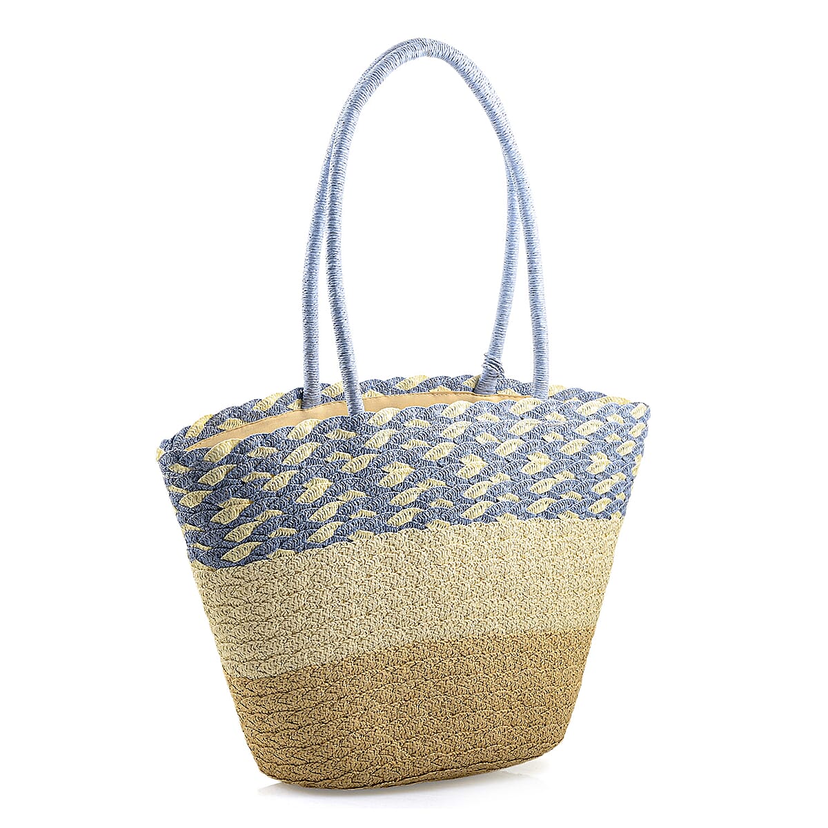 Passage Blue with Multi Paper Straw Tote Bag image number 2
