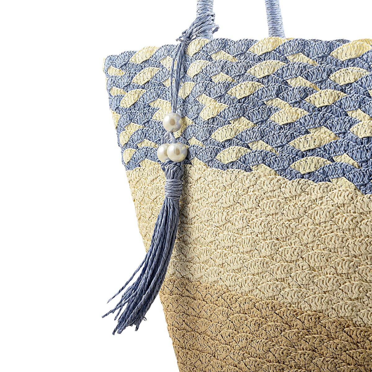 Passage Blue with Multi Paper Straw Tote Bag image number 5
