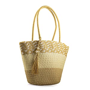 Passage Tan with Multi Paper Straw Tote Bag