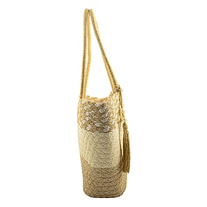 Passage Tan with Multi Paper Straw Tote Bag