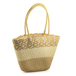 Passage Tan with Multi Paper Straw Tote Bag