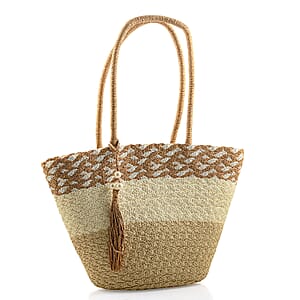 Passage Brown with Multi Paper Straw Tote Bag