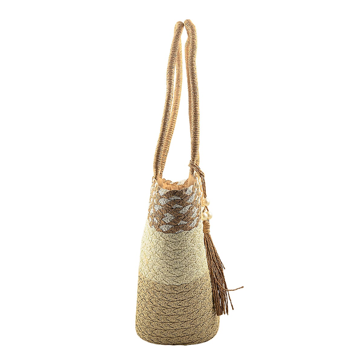 Passage Brown with Multi Paper Straw Tote Bag image number 1