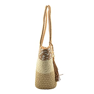 Passage Brown with Multi Paper Straw Tote Bag