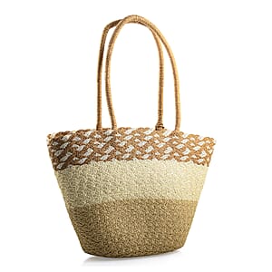Passage Brown with Multi Paper Straw Tote Bag