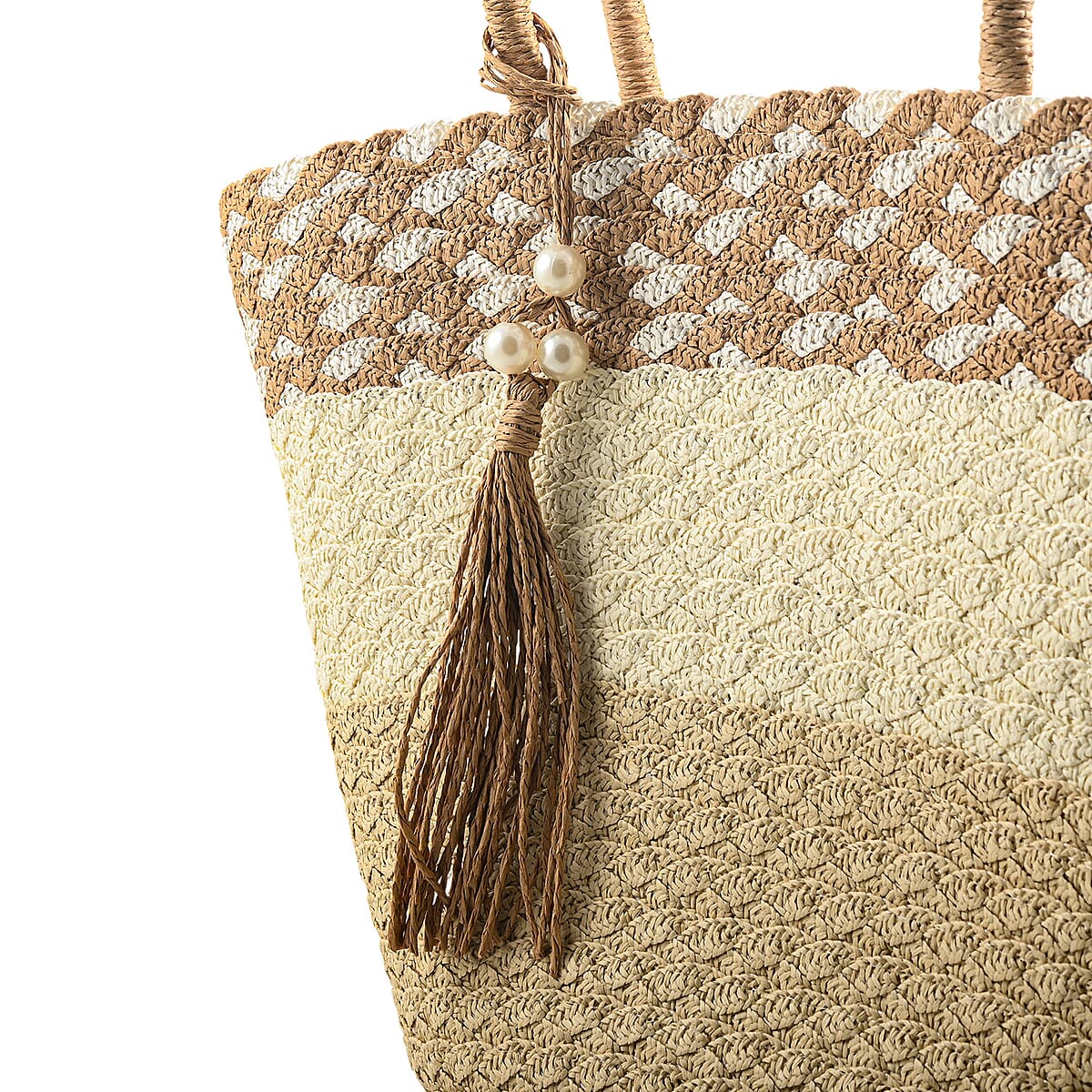 Passage Brown with Multi Paper Straw Tote Bag image number 5