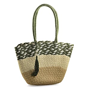 Passage Green with Multi Paper Straw Tote Bag