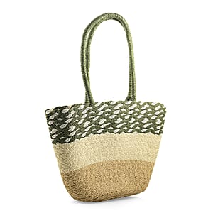 Passage Green with Multi Paper Straw Tote Bag