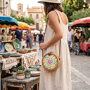 Passage Multi Color Handcrafted Mop Rattan Bag