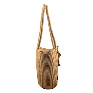 Passage Brown Paper Straw Flower Tote Bag