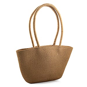 Passage Brown Paper Straw Flower Tote Bag