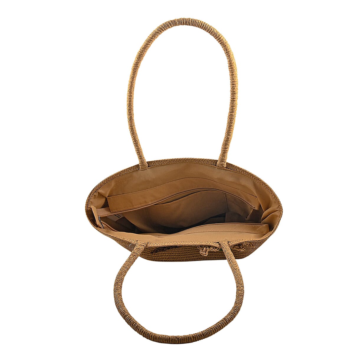 Passage Brown Paper Straw Flower Tote Bag image number 4
