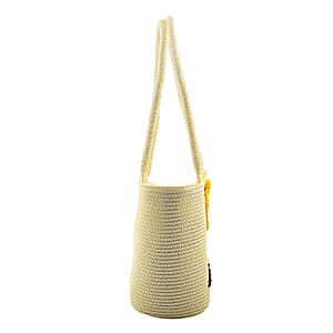 Passage White Paper Straw Flower Tote Bag
