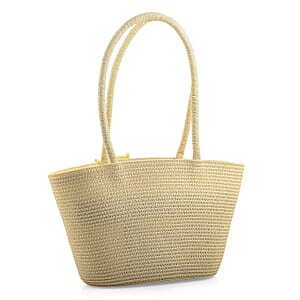 Passage White Paper Straw Flower Tote Bag