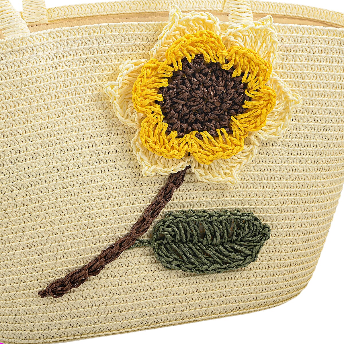 Passage White Paper Straw Flower Tote Bag image number 5