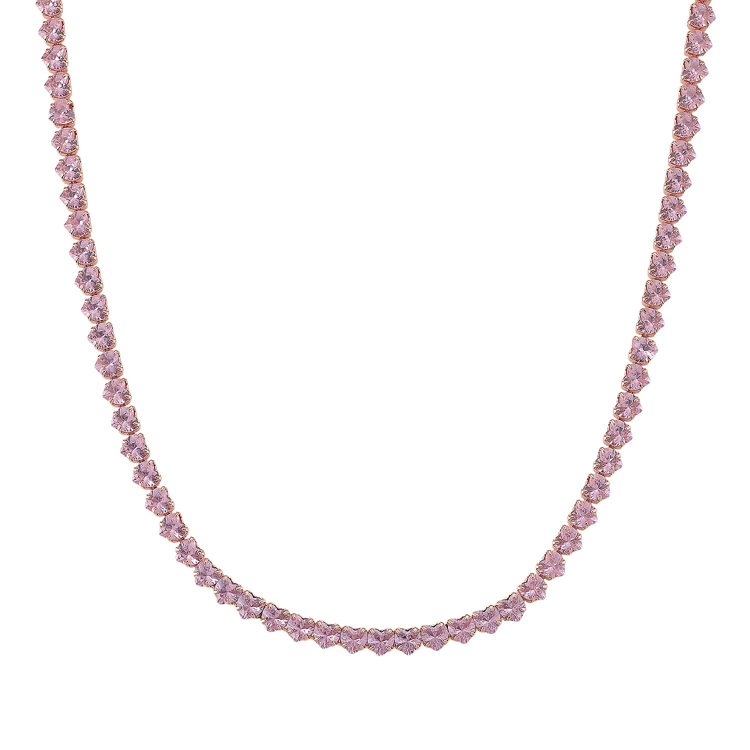 Simulated Pink Diamond Heart Necklace in Rosetone (20.5-22.5 Inches)