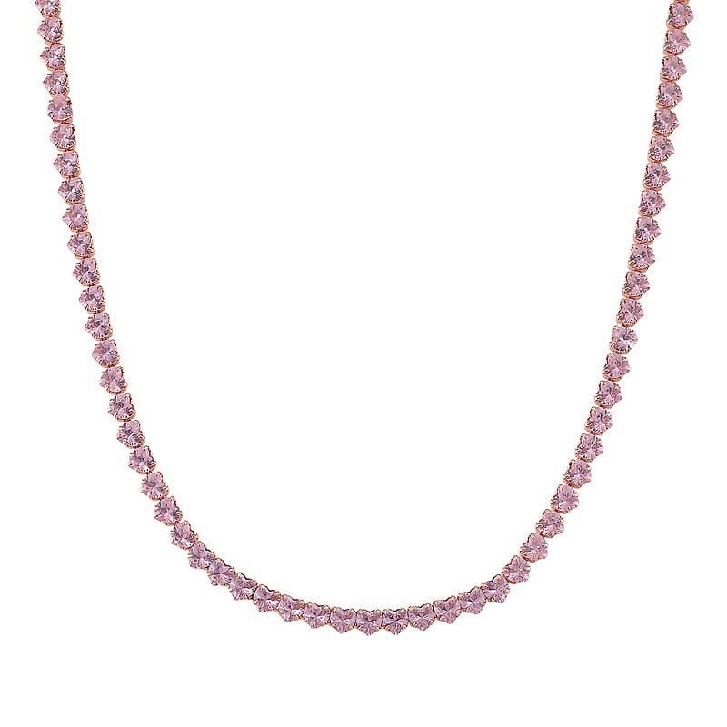 Simulated Pink Diamond Heart Necklace in Rosetone (20.5-22.5 Inches)