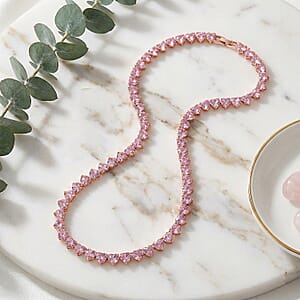 Simulated Pink Diamond Heart Necklace in Rosetone (20.5-22.5 Inches)