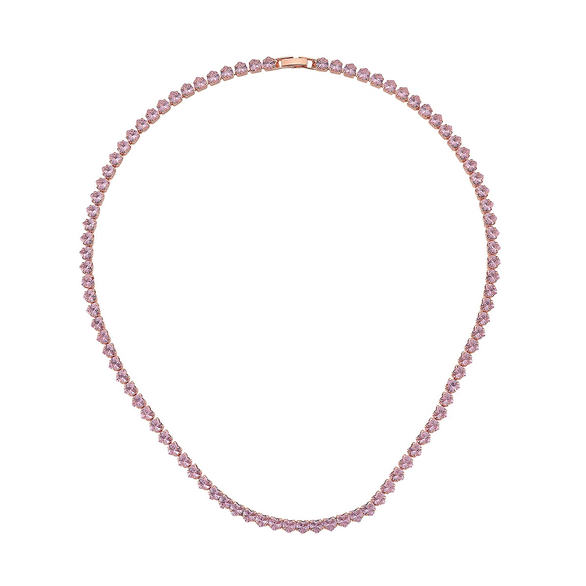 Simulated Pink Diamond Heart Necklace (20.5-22.5 Inches) in Rosetone 50.00 ctw image number 3