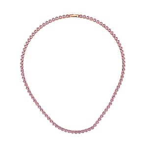 Simulated Pink Diamond Heart Necklace in Rosetone (20.5-22.5 Inches)