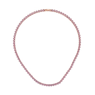Simulated Pink Diamond Heart Necklace in Rosetone (20.5-22.5 Inches)