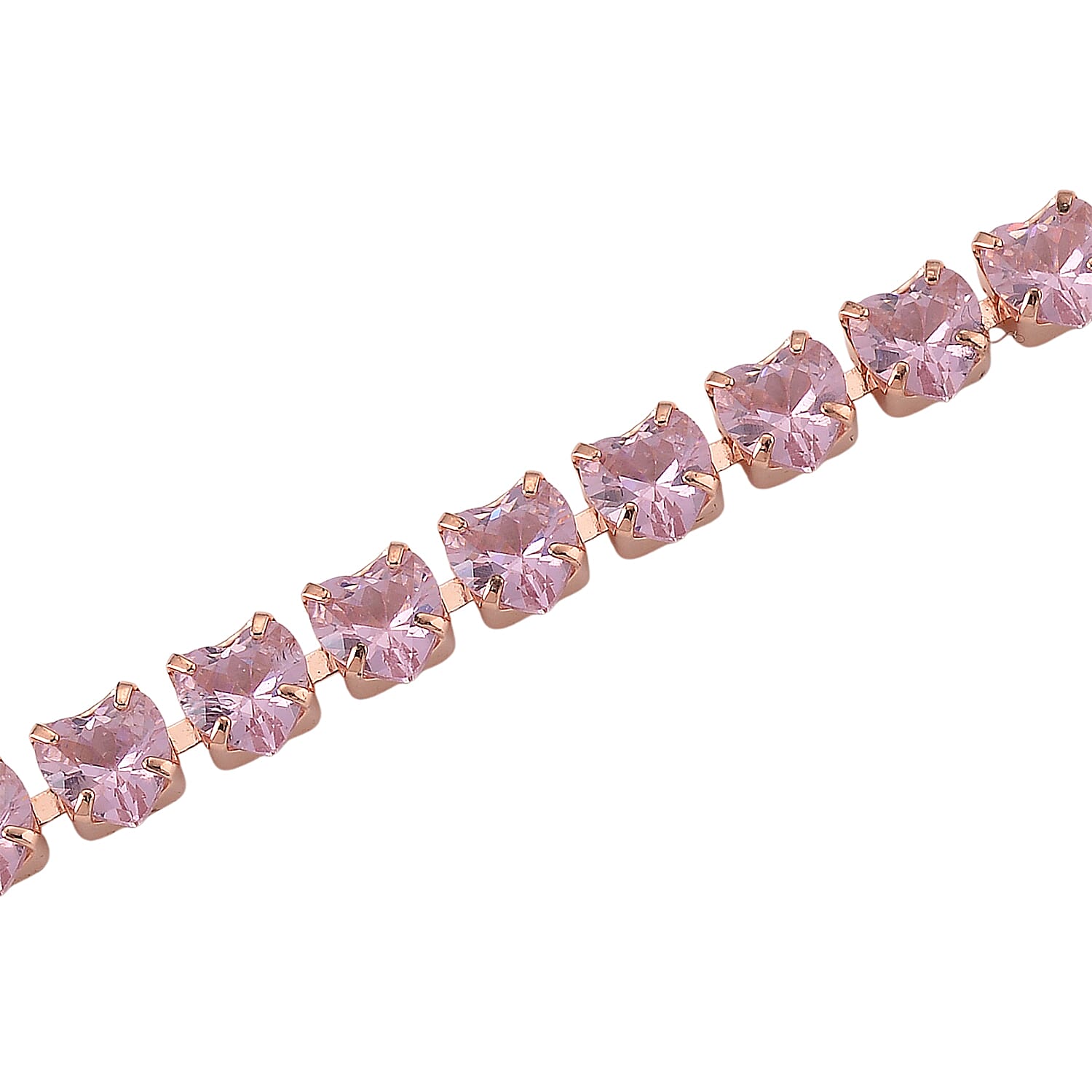 Simulated Pink Diamond Heart Necklace in Rosetone (20.5-22.5 Inches)