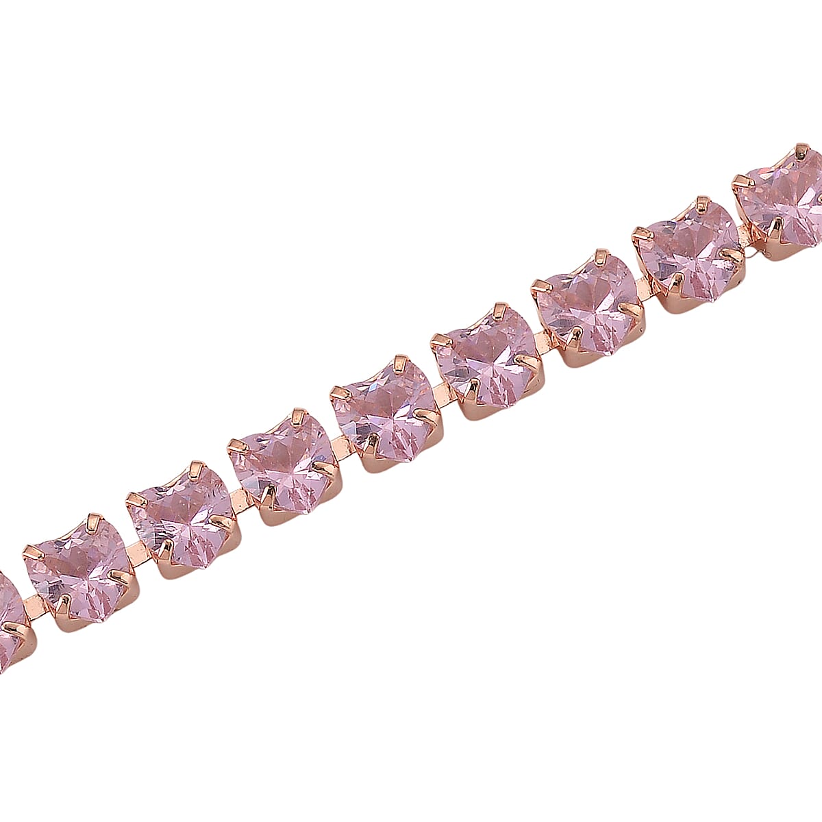 Simulated Pink Diamond Heart Necklace (20.5-22.5 Inches) in Rosetone 50.00 ctw image number 4