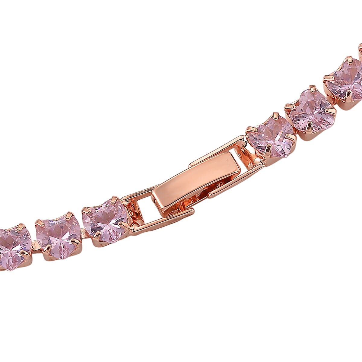 Simulated Pink Diamond Heart Necklace (20.5-22.5 Inches) in Rosetone 50.00 ctw image number 5