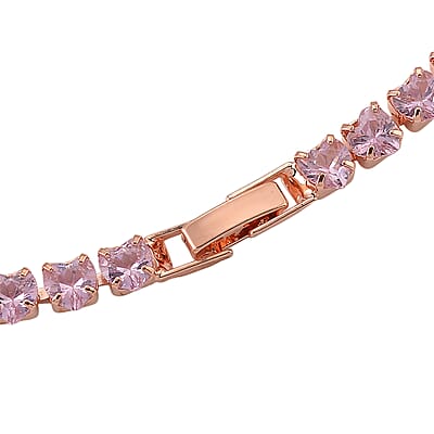 Simulated Pink Diamond Heart Necklace in Rosetone (20.5-22.5 Inches)