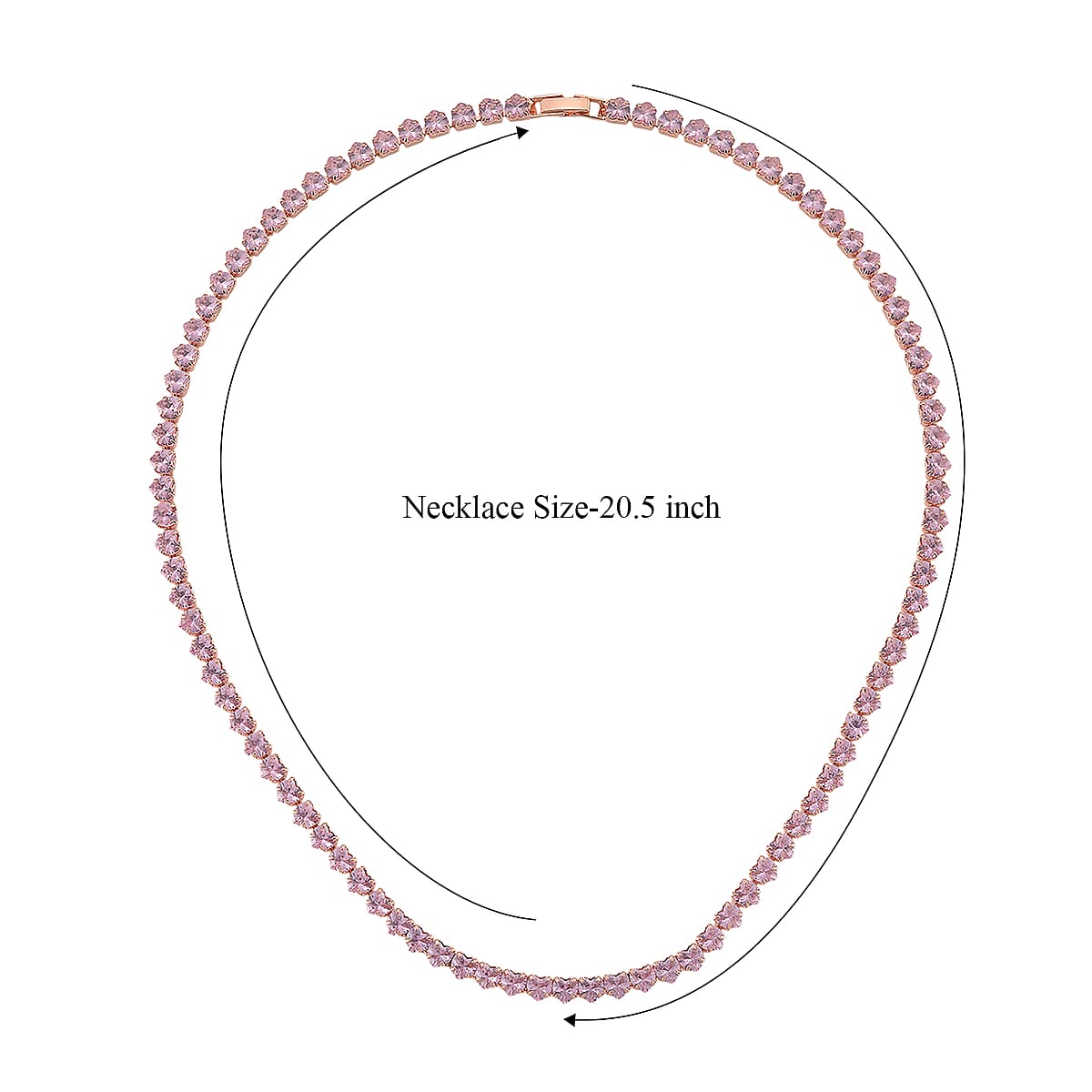 Simulated Pink Diamond Heart Necklace (20.5-22.5 Inches) in Rosetone 50.00 ctw image number 6
