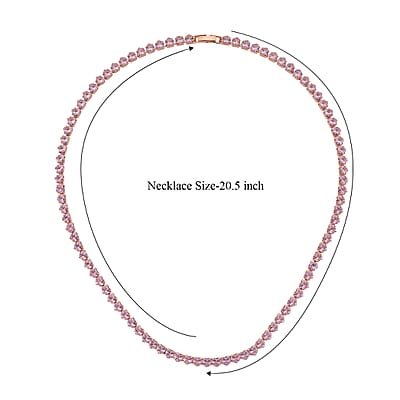 Simulated Pink Diamond Heart Necklace in Rosetone (20.5-22.5 Inches)