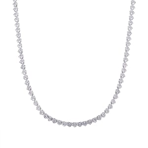 Simulated Diamond Heart Necklace in Silvertone 20.5-22.5 Inches