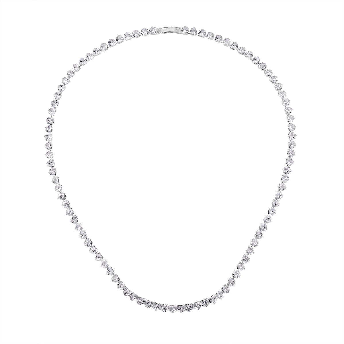 Simulated Diamond Heart Necklace in Silvertone 20.5-22.5 Inches image number 3