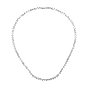 Simulated Diamond Heart Necklace in Silvertone 20.5-22.5 Inches