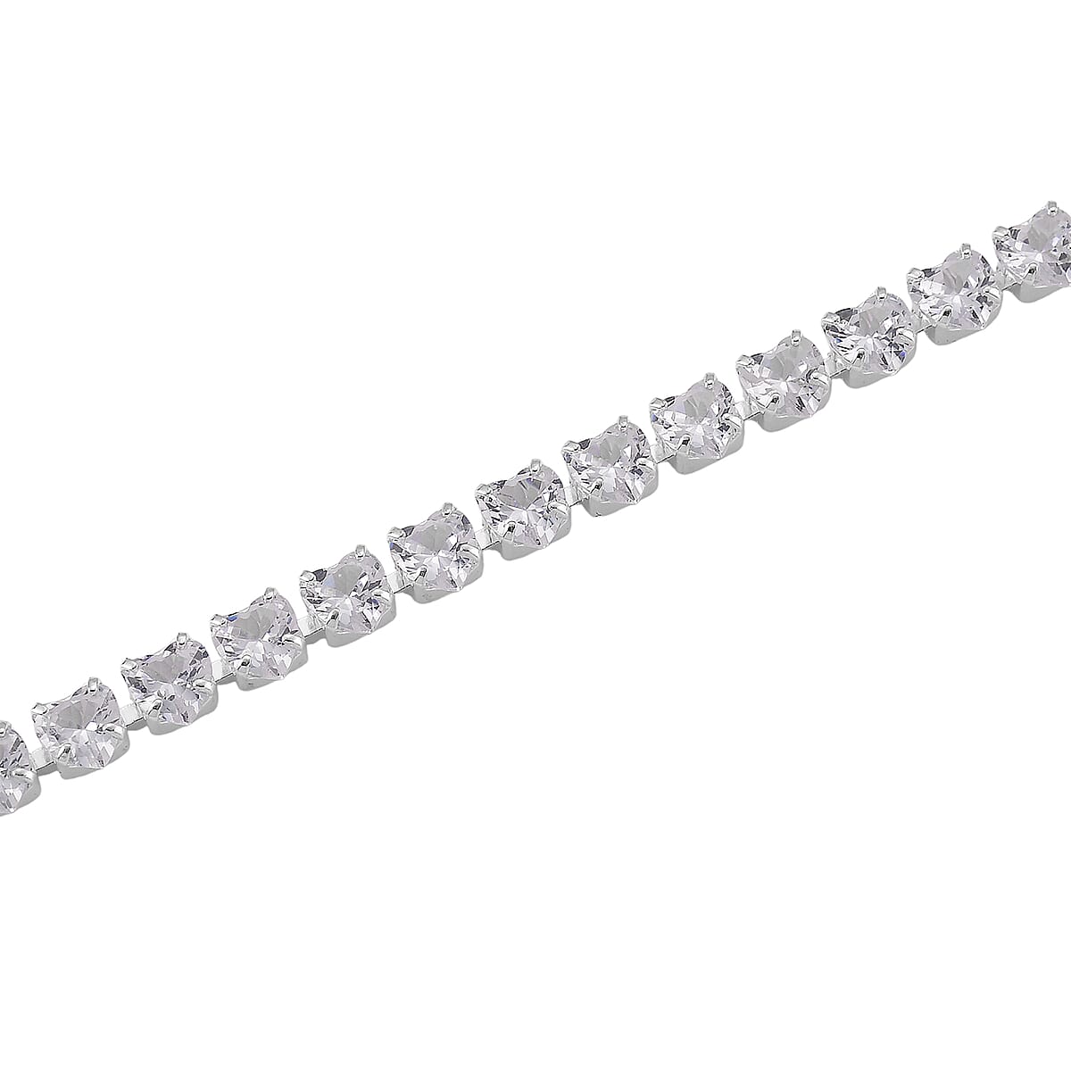 Simulated Diamond Heart Necklace in Silvertone 20.5-22.5 Inches image number 4