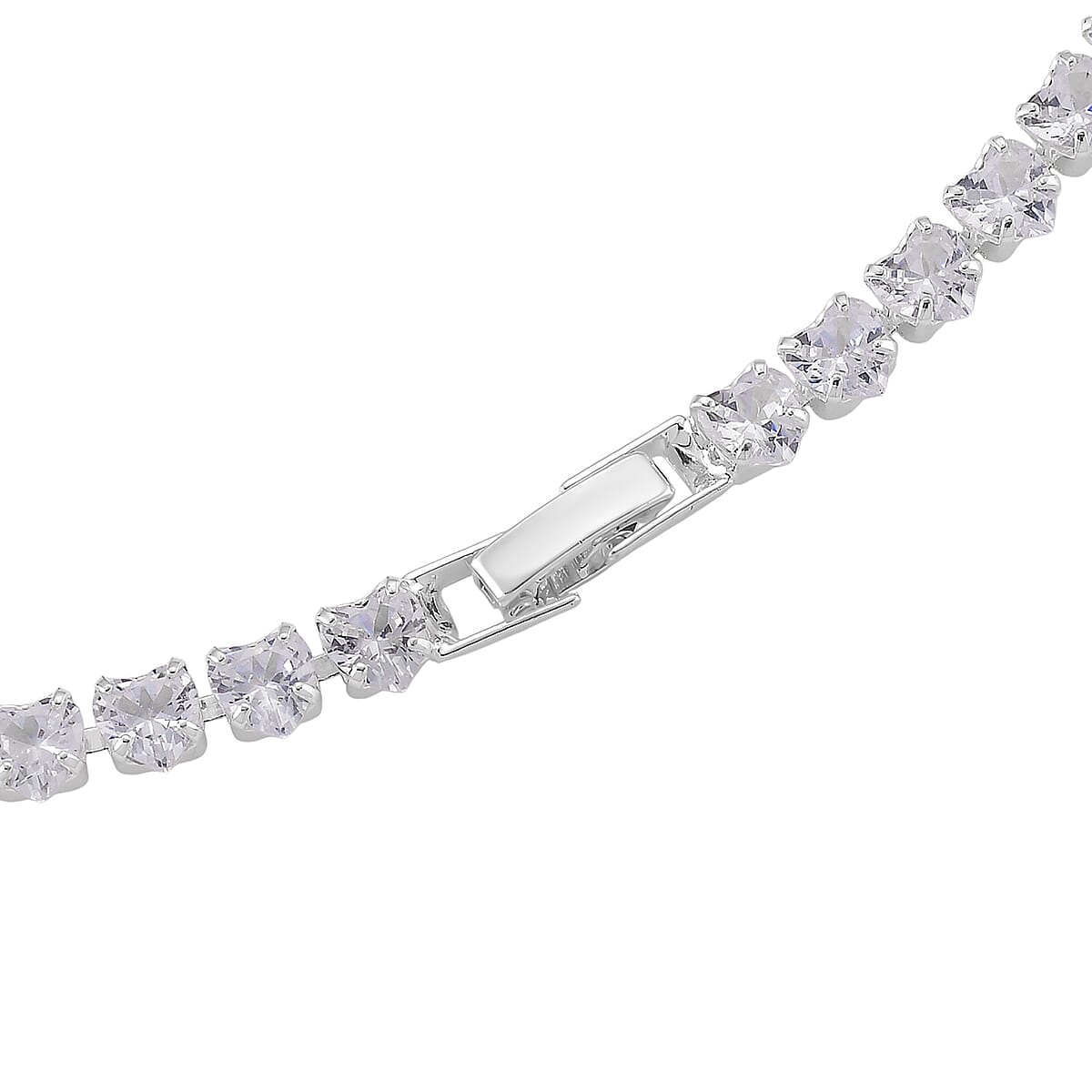 Simulated Diamond Heart Necklace in Silvertone 20.5-22.5 Inches image number 5