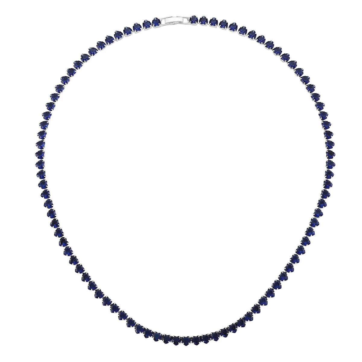 Simulated Blue Diamond Heart Necklace in Silvertone (20.5-22.5 Inches) image number 3