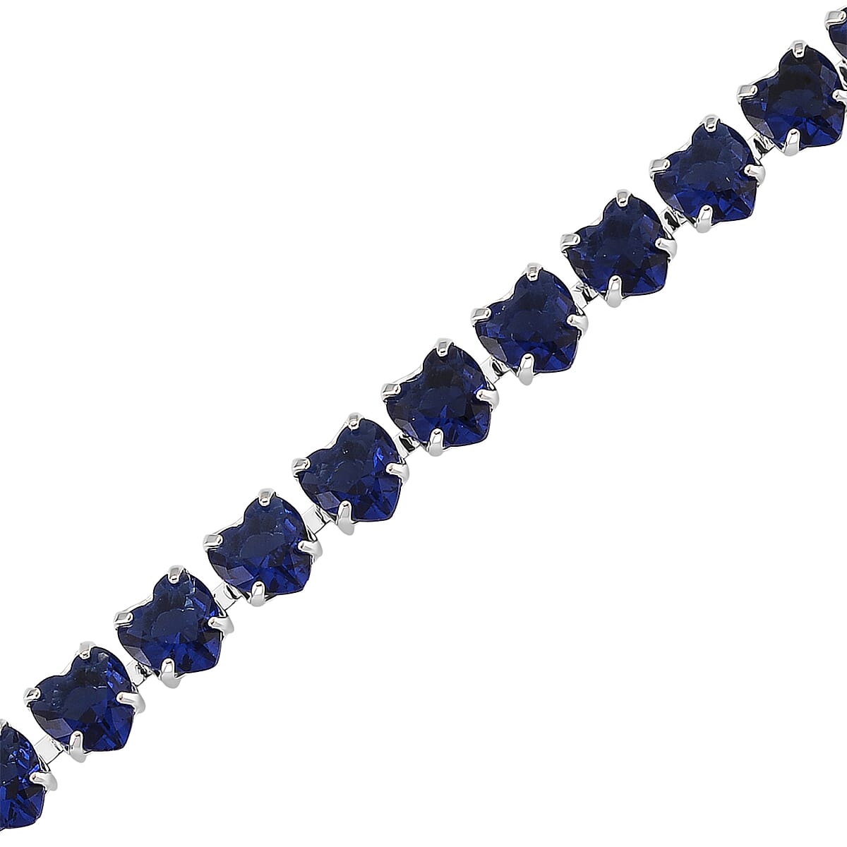 Simulated Blue Diamond Heart Necklace in Silvertone (20.5-22.5 Inches) image number 4