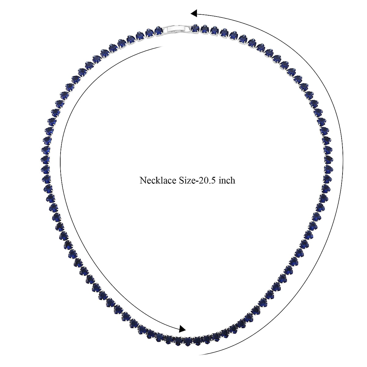 Simulated Blue Diamond Heart Necklace in Silvertone (20.5-22.5 Inches) image number 6