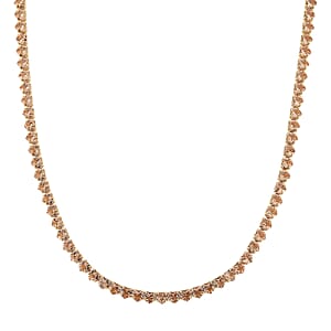 Simulated Champagne Diamond Heart Necklace in Goldtone (20.5-22.5 Inches)