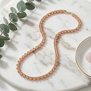 Simulated Champagne Diamond Heart Necklace in Goldtone (20.5-22.5 Inches)