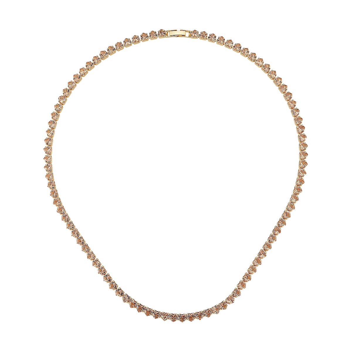 Simulated Champagne Diamond Heart Necklace in Goldtone (20.5-22.5 Inches) image number 3