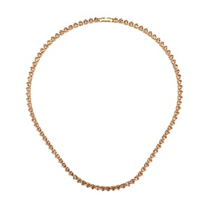 Simulated Champagne Diamond Heart Necklace in Goldtone (20.5-22.5 Inches)