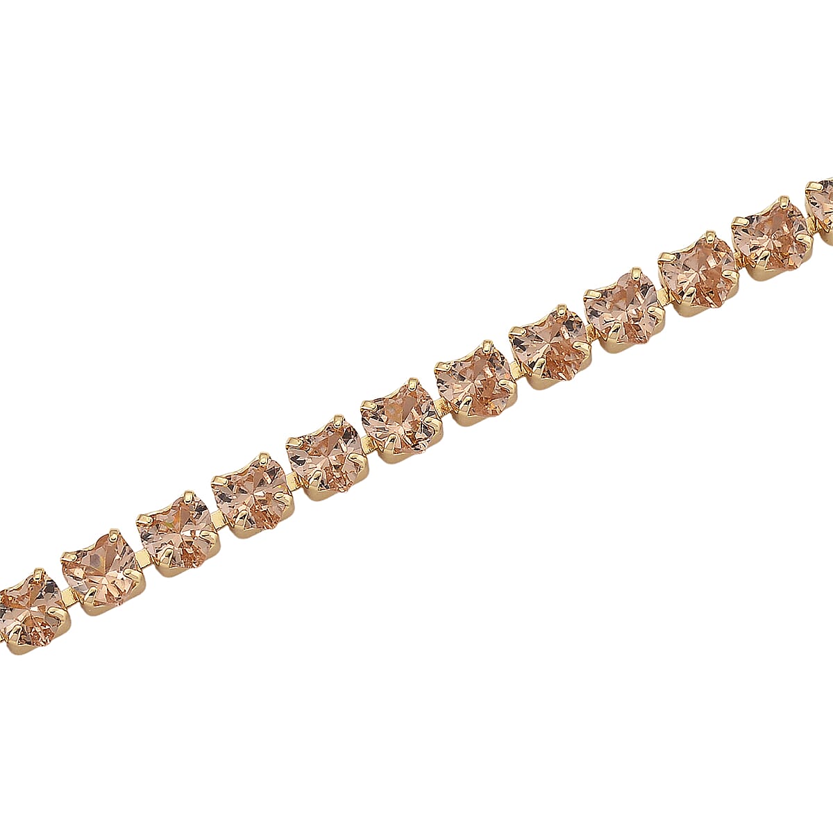 Simulated Champagne Diamond Heart Necklace in Goldtone (20.5-22.5 Inches) image number 4