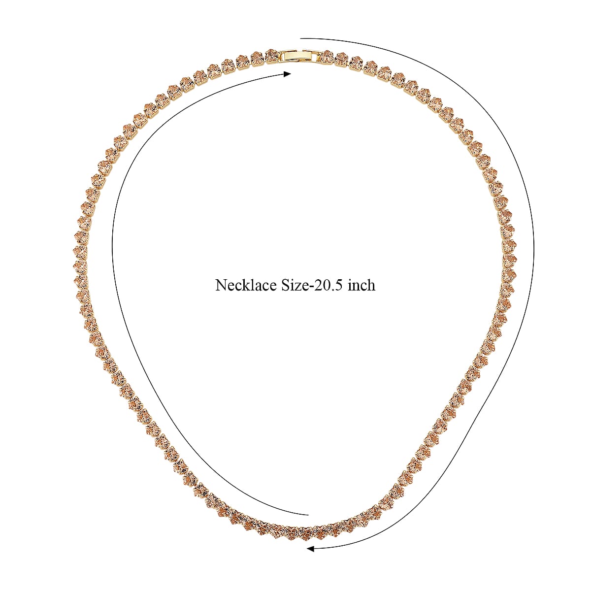 Simulated Champagne Diamond Heart Necklace in Goldtone (20.5-22.5 Inches) image number 6